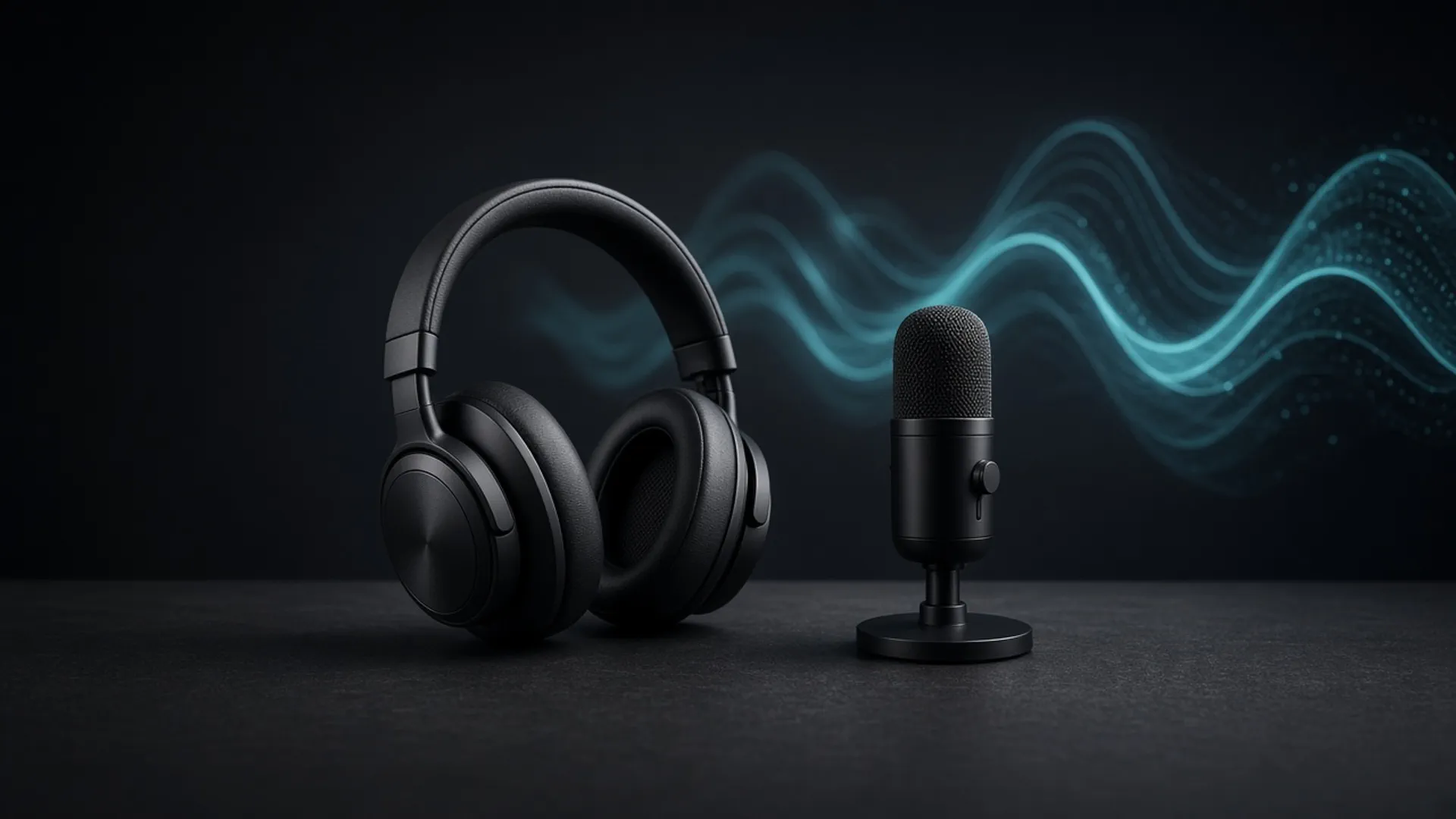 Cascos y micrófono de un chatbot de voz con inteligencia artificial